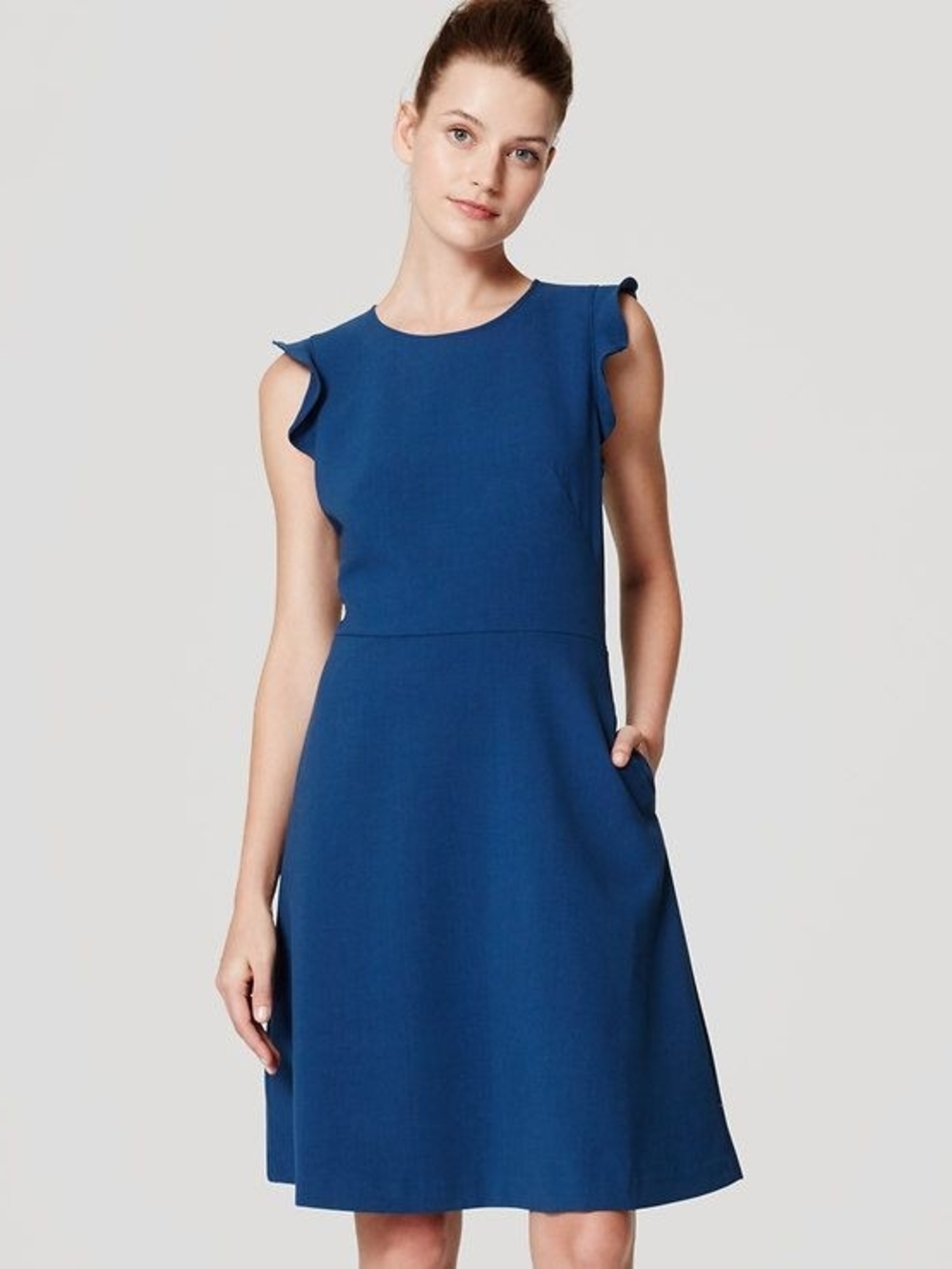 Flutter Flare Dress with Pockets and Ruffle Sleeves - Size 0